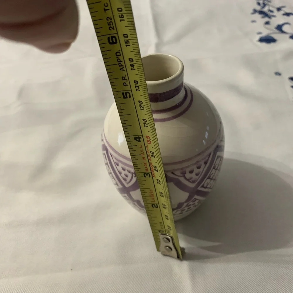 Doterra Purple and Cream Vase